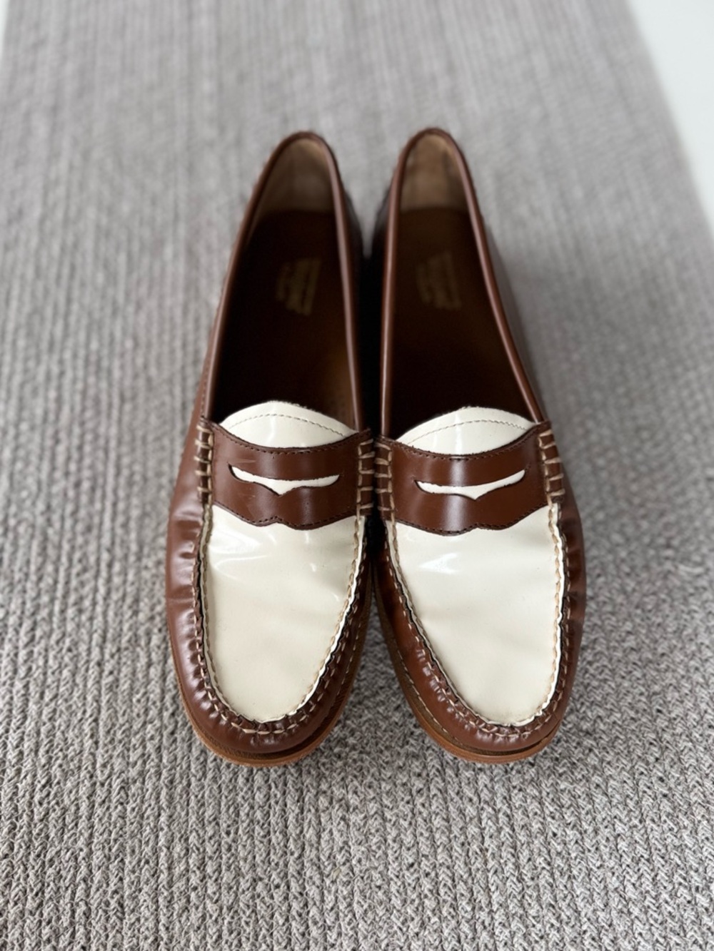 G.H. Bass Weejuns Whitney Two Tone Brown White Penny Loafers Size Women’s 9 - Picture 2 of 9
